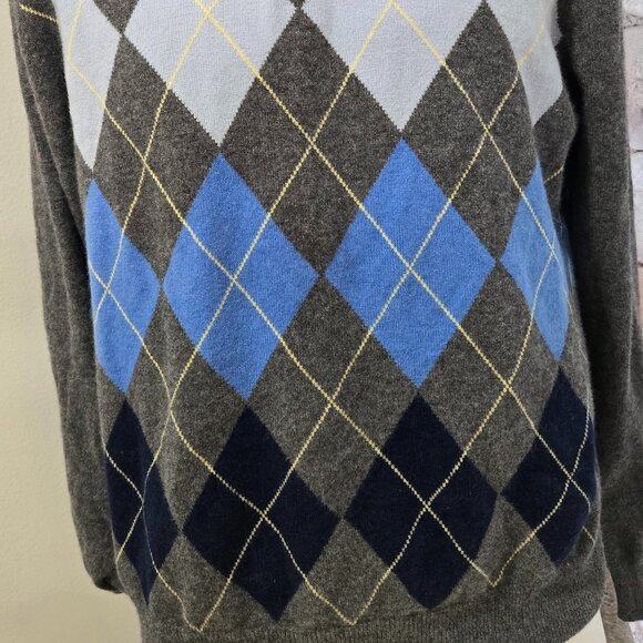 🔥 Grant Taylor Men’s Cashmere Argyle Sweater – Golf-Ready Elegance | MINT! - Picture 4 of 4